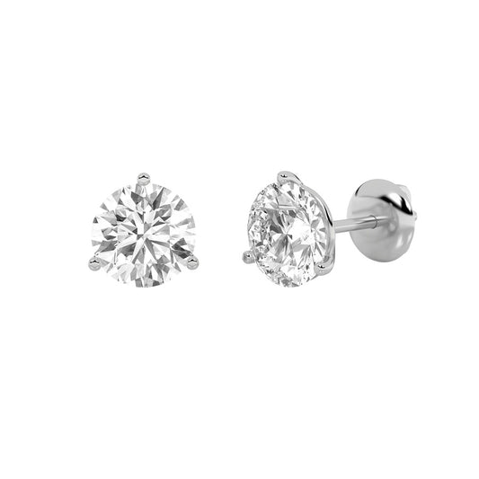 1CTW Round Shaped Lab Grown Diamond (F/VS) Stud Earrings in 14K Gold
