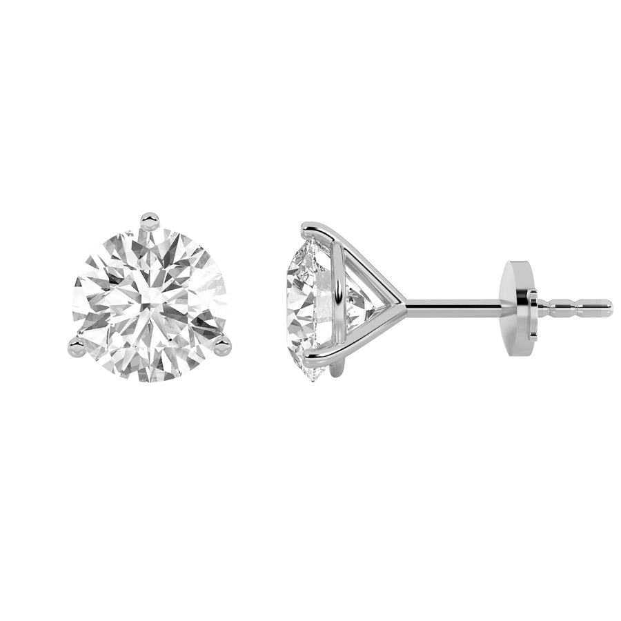 2.5CTW Round Shaped Lab Grown Diamond (F/VS) Martini Stud Earrings in 14K White Gold