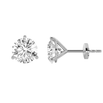 4.5CTW Round Shaped Lab Grown Diamond (F/VS) Martini Stud Earrings in 14K White Gold