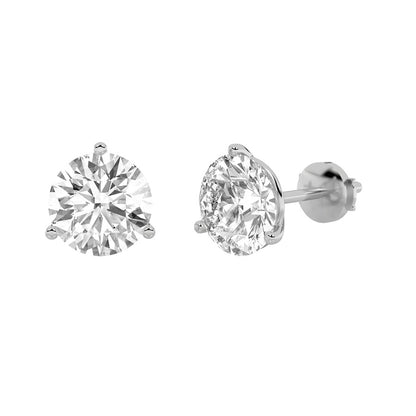 4.5CTW Round Shaped Lab Grown Diamond (F/VS) Martini Stud Earrings in 14K White Gold