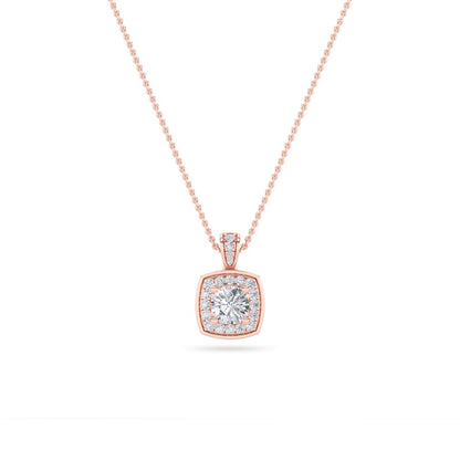 0.75CTW Round Shaped Lab Grown Diamond (F/VS) Halo Pendant in 14K Gold