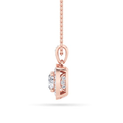 0.75CTW Round Shaped Lab Grown Diamond (F/VS) Halo Pendant in 14K Gold