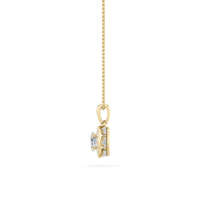 0.75CTW Oval Shaped Lab Grown Diamond (F/VS) Halo Pendant in 14K Gold