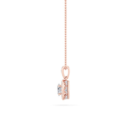 0.75CTW Oval Shaped Lab Grown Diamond (F/VS) Halo Pendant in 14K Gold