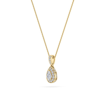 0.75CTW Pear Shaped Lab Grown Diamond (F/VS) Halo Pendant in 14K Gold