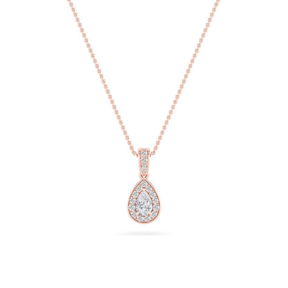 0.75CTW Pear Shaped Lab Grown Diamond (F/VS) Halo Pendant in 14K Gold