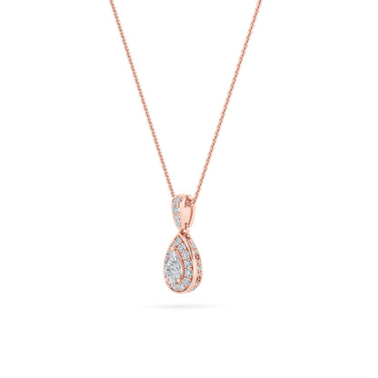 0.75CTW Pear Shaped Lab Grown Diamond (F/VS) Halo Pendant in 14K Gold