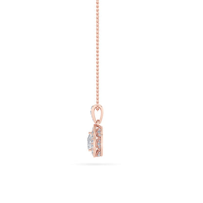 0.75CTW Pear Shaped Lab Grown Diamond (F/VS) Halo Pendant in 14K Gold
