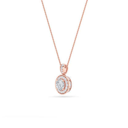 0.75CTW Round Shaped Lab Grown Diamond (F/VS) Halo Pendant in 14K Gold