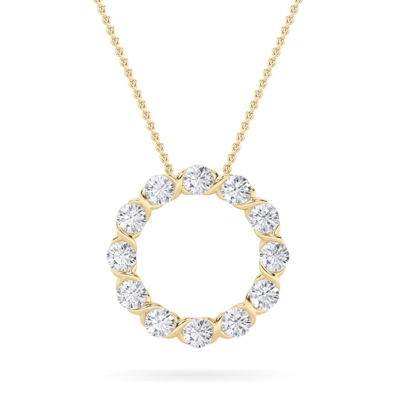 2CTW Round Shaped Lab Grown Diamond (F/VS) Circle Pendant in 14K Gold