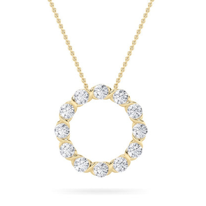 2CTW Round Shaped Lab Grown Diamond (F/VS) Circle Pendant in 14K Gold