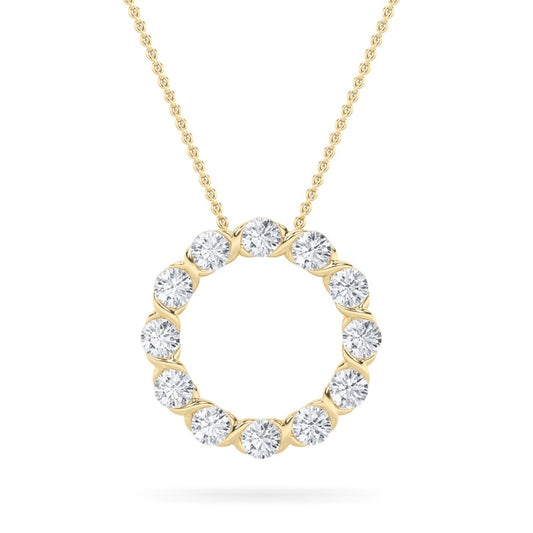 2CTW Round Shaped Lab Grown Diamond (F/VS) Circle Pendant in 14K Gold