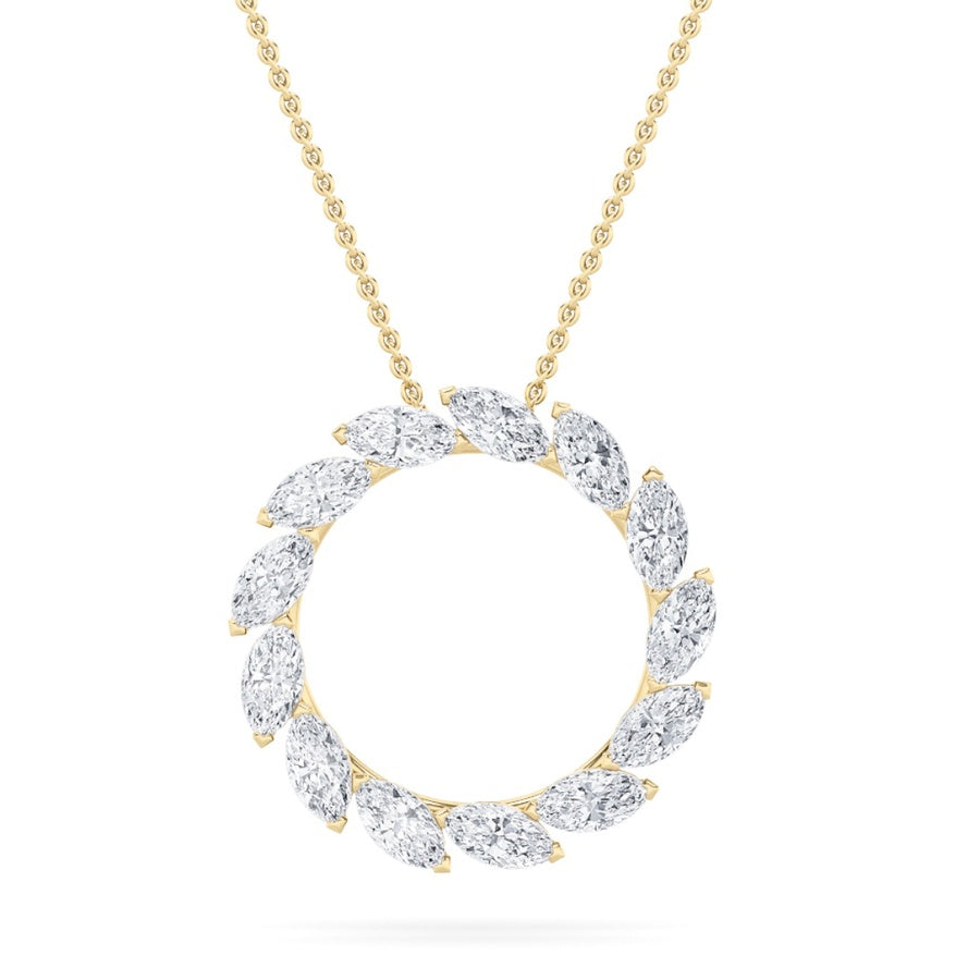 2CTW Marquise Shaped Lab Grown Diamond (F/VS) Circle Necklace in 14K Gold