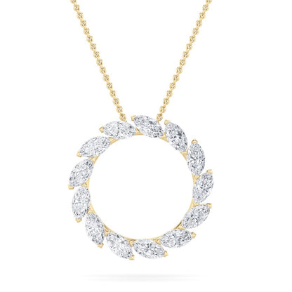 2CTW Marquise Shaped Lab Grown Diamond (F/VS) Circle Necklace in 14K Gold
