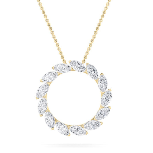 2CTW Marquise Shaped Lab Grown Diamond (F/VS) Circle Necklace in 14K Gold