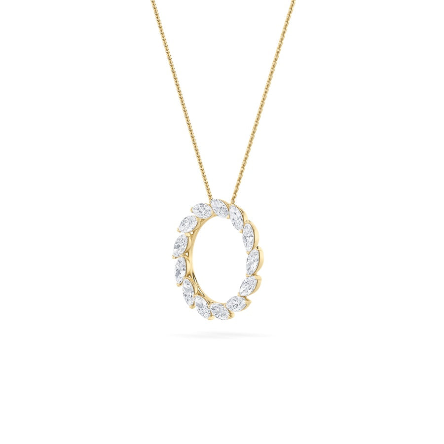 2CTW Marquise Shaped Lab Grown Diamond (F/VS) Circle Necklace in 14K Gold