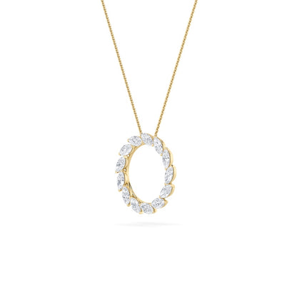 2CTW Marquise Shaped Lab Grown Diamond (F/VS) Circle Necklace in 14K Gold
