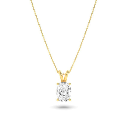 1CTW Elongated Cushion Shaped Lab Grown Diamond (F/VS) Split Bale Solitaire Pendant in 14K Gold
