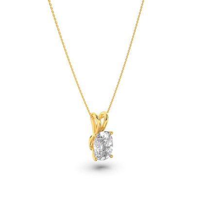 1CTW Elongated Cushion Shaped Lab Grown Diamond (F/VS) Split Bale Solitaire Pendant in 14K Gold