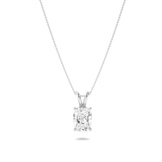 2CTW Elongated Cushion Shaped Lab Grown Diamond (F/VVS) Split Bale Solitaire Pendant in 14K Gold