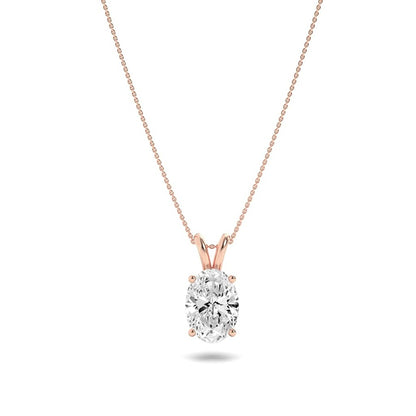 1CTW Oval Shaped Lab Grown Diamond (F/VS) Split Bale Solitaire Pendant in 14K Gold