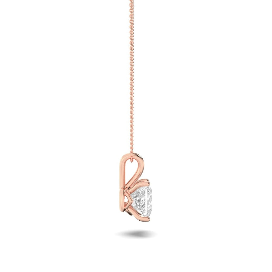 1CTW Princess Shaped Lab Grown Diamond (F/VS) Split Bale Solitaire Pendant in 14K Gold