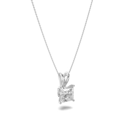 3CTW Princess Shaped Lab Grown Diamond (F/VS) Split Bale Solitaire Pendant in 14K Gold