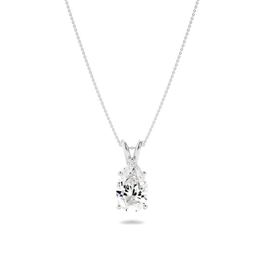 2CTW Pear Shaped Lab Grown Diamond (F/VS) Split Bale Solitaire Pendant in 14K Gold