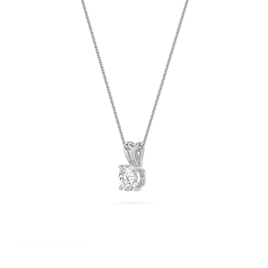 3CTW Round Shaped Lab Grown Diamond (F/VS) Split Bale Solitaire Pendant in 14K Gold