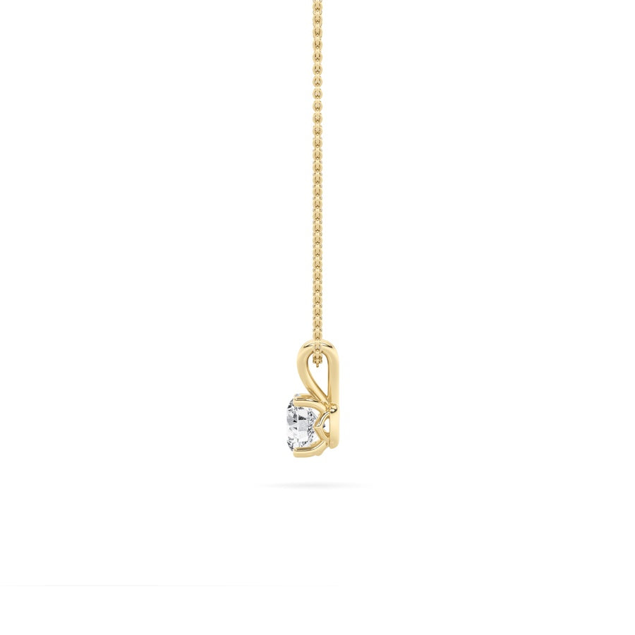 3CTW Round Shaped Lab Grown Diamond (F/VS) Split Bale Solitaire Pendant in 14K Gold
