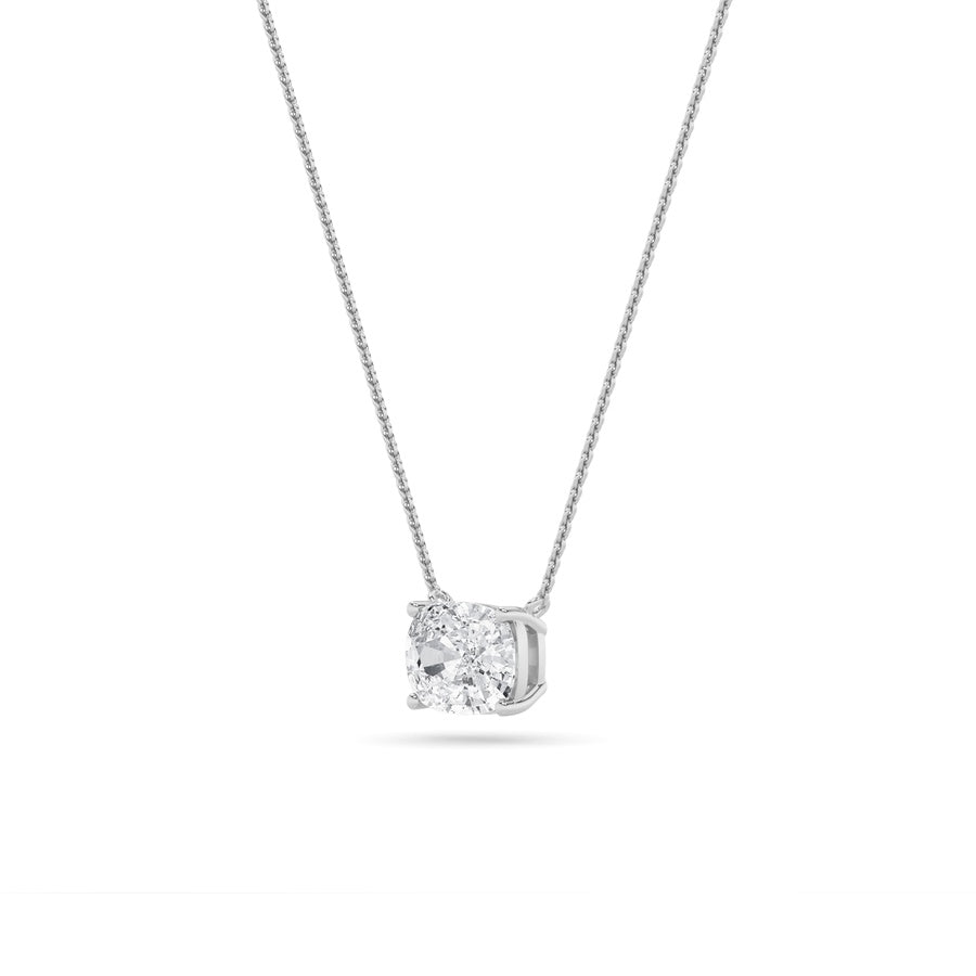 1CTW Elongated Cushion Shaped Lab Grown Diamond (F/VS) East West Solitaire Necklace in 14K Gold