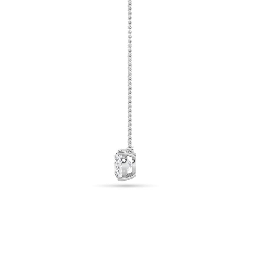 3CTW Oval Shaped Lab Grown Diamond (F/VS) East West Solitaire Necklace in 14K Gold