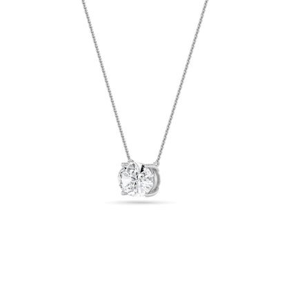 3CTW Oval Shaped Lab Grown Diamond (F/VS) East West Solitaire Necklace in 14K Gold