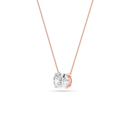 3CTW Oval Shaped Lab Grown Diamond (F/VS) East West Solitaire Necklace in 14K Gold