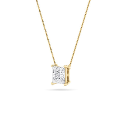 3CTW Princess Shaped Lab Grown Diamond (F/VS) Solitaire Necklace in 14K Gold