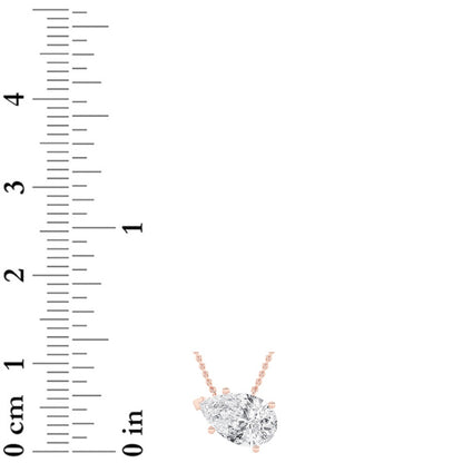 1CTW Pear Shaped Lab Grown Diamond (F/VS) East West Solitaire Necklace in 14K Gold