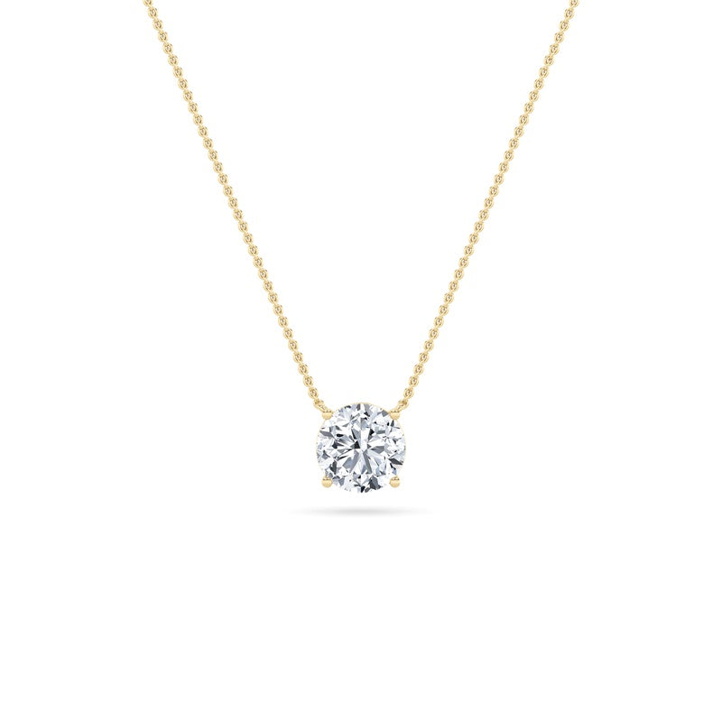 0.75CTW Round Shaped Lab Grown Diamond (F/VS) Solitaire Necklace in 14K Gold