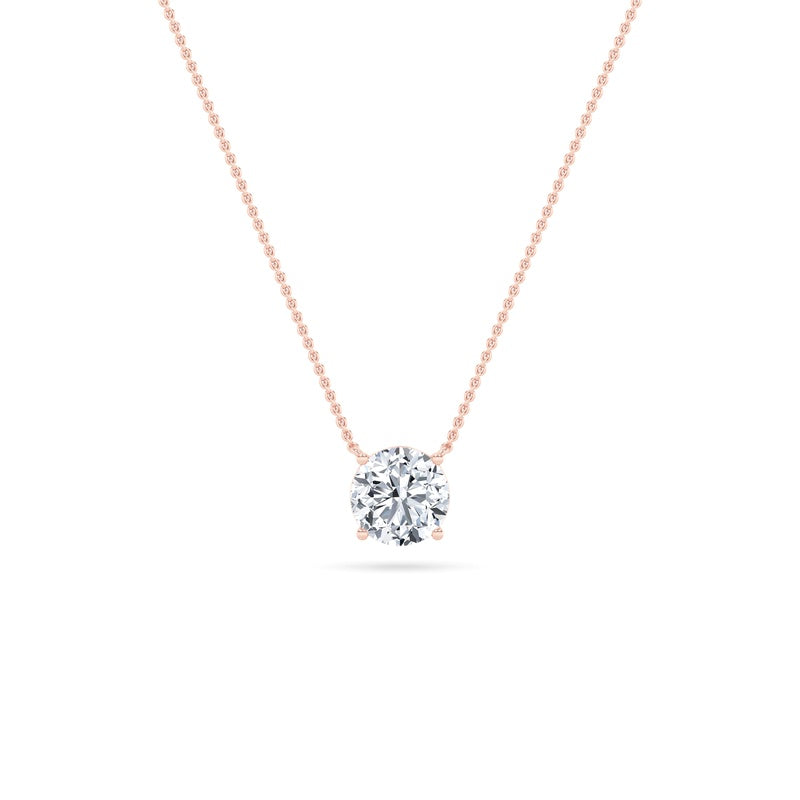 0.75CTW Round Shaped Lab Grown Diamond (F/VS) Solitaire Necklace in 14K Gold