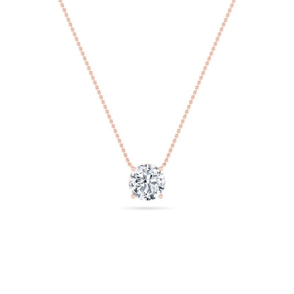 0.75CTW Round Shaped Lab Grown Diamond (F/VS) Solitaire Necklace in 14K Gold