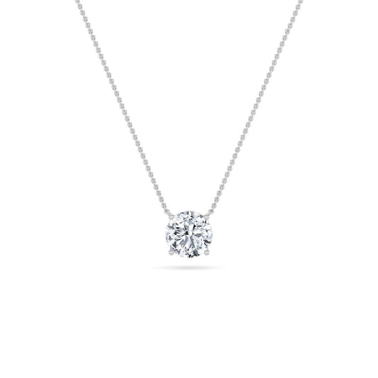 2CTW Round Shaped Lab Grown Diamond (F/VS) Solitaire Necklace in 14K Gold