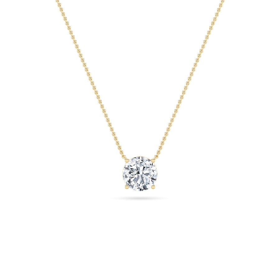 2CTW Round Shaped Lab Grown Diamond (F/VS) Solitaire Necklace in 14K Gold