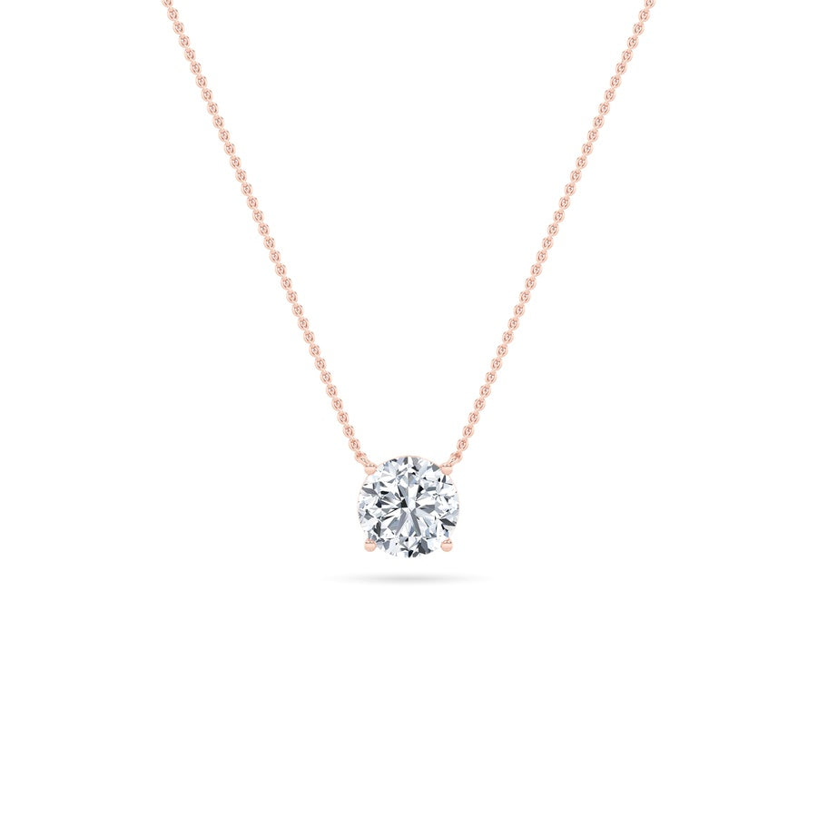 2CTW Round Shaped Lab Grown Diamond (F/VS) Solitaire Necklace in 14K Gold