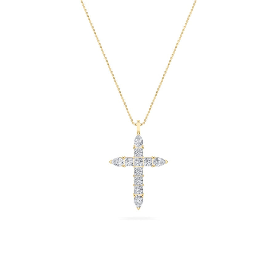 3.5CTW Pear Shaped Lab Grown Diamond (F/VS) Cross Pendant in 14K White Gold