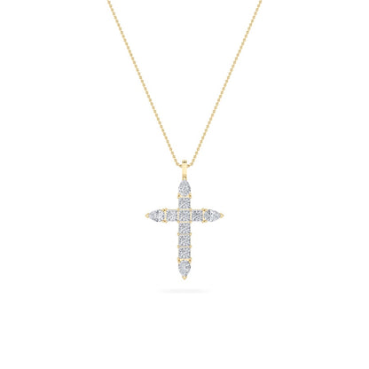 3.5CTW Pear Shaped Lab Grown Diamond (F/VS) Cross Pendant in 14K White Gold