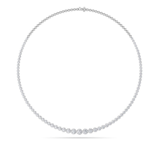 10CTW Round Shaped Lab Grown Diamond (F/VS) Graduating Half  Riviera Necklace in 14K Gold
