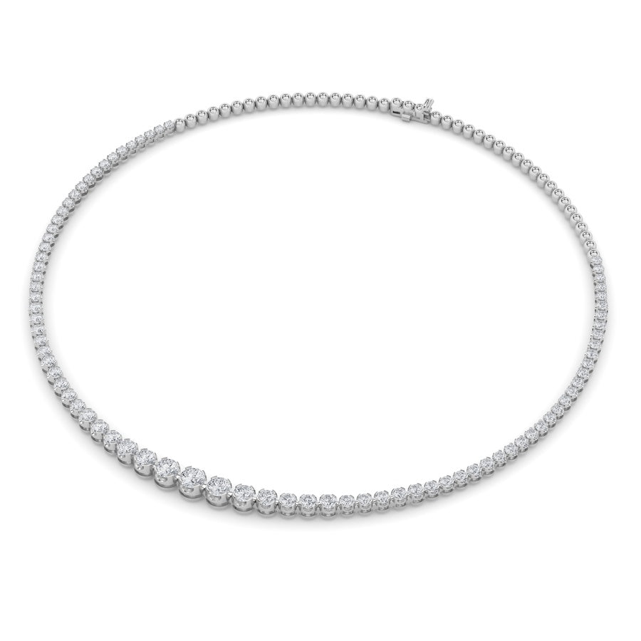 15CTW Round Shaped Lab Grown Diamond (F/VS) Graduating Half Riviera Necklace in 14K Gold
