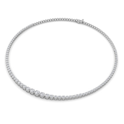 15CTW Round Shaped Lab Grown Diamond (F/VS) Graduating Half Riviera Necklace in 14K Gold