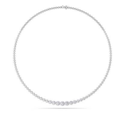 7CTW Round Shaped Lab Grown Diamond (F/VS) Graduating Half  Riviera Necklace in 14K Gold