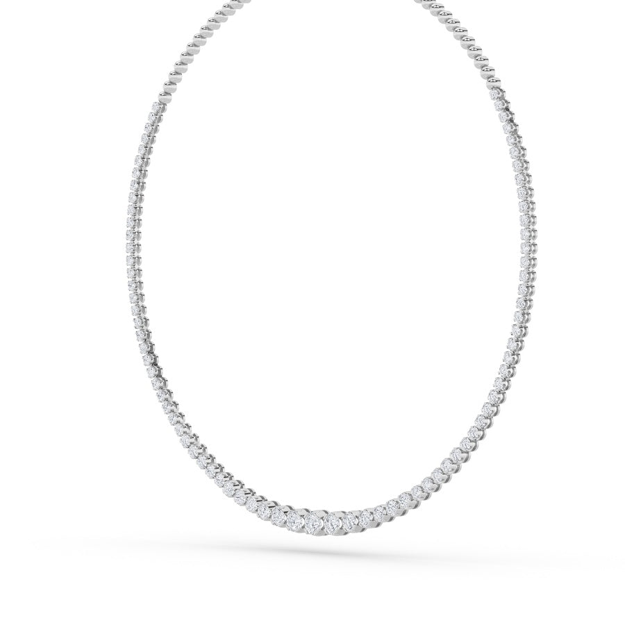 7CTW Round Shaped Lab Grown Diamond (F/VS) Graduating Half  Riviera Necklace in 14K Gold