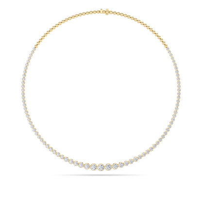 7CTW Round Shaped Lab Grown Diamond (F/VS) Graduating Half  Riviera Necklace in 14K Gold